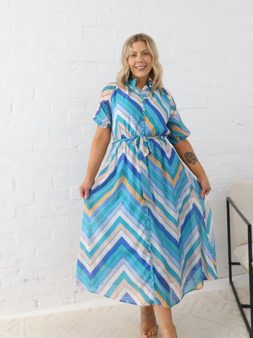 Alaia Dress- Multi Blue