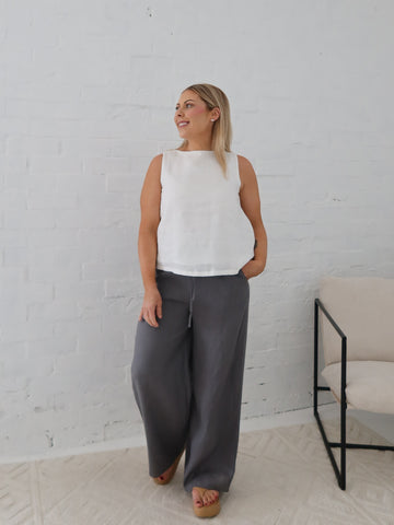 Andie Linen Pants - Grey