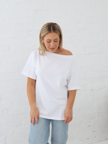 Myra Off Shoulder Tee- White