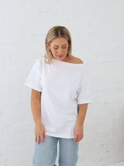 Myra Off Shoulder Tee- White