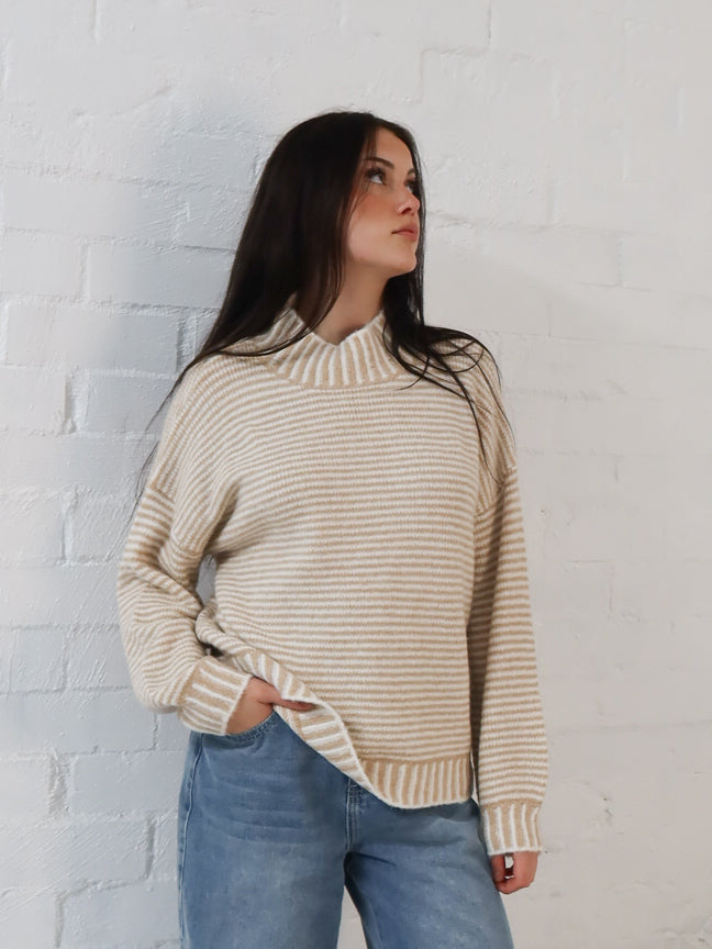 Shellie Knit - Camel Stripe