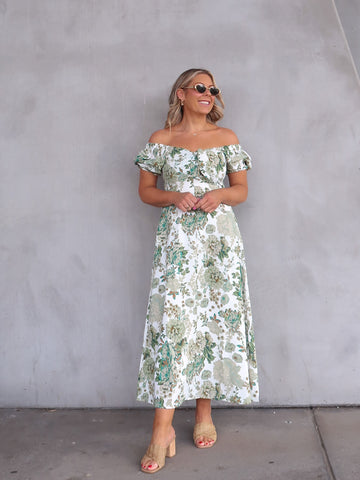 Estella Dress - Green Floral