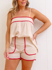 Lily Shorts - Natural/Red