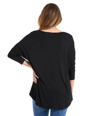 Milan 3/4 Sleeve Top - Black