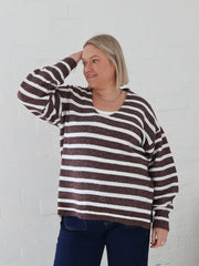 Taryn Knit - Chocolate/White