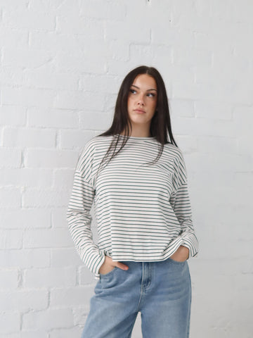 Taylah Long Sleeve Tee- Black and White