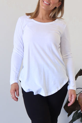 Megan Long Sleeve Top - White