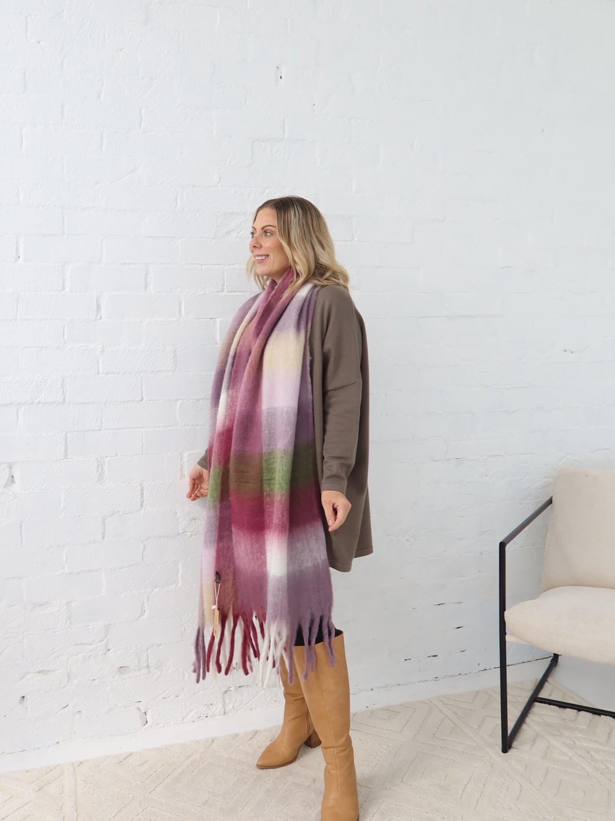 Neve Scarf - Purple/Pink/Green Check