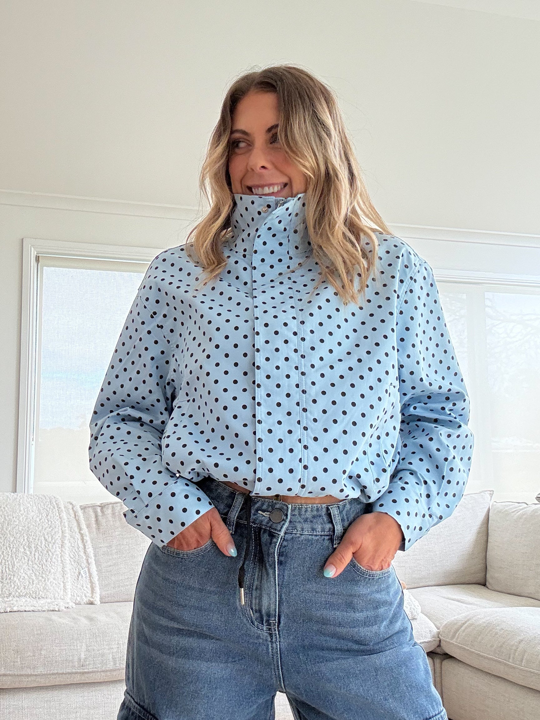 Polka Dot Jacket- Blue