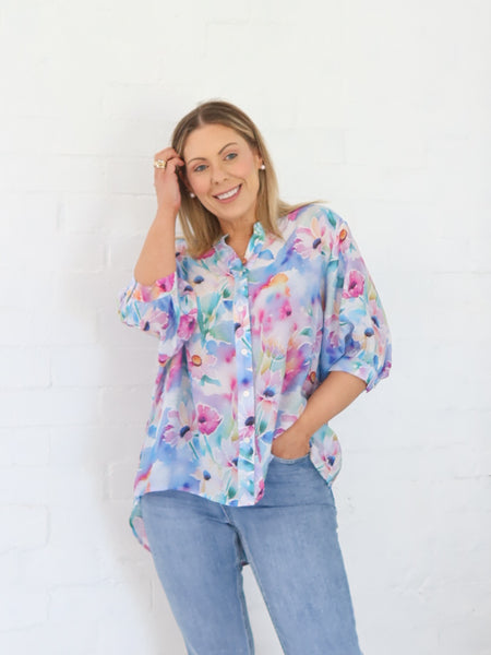 Mimi Blouse - Blue Floral