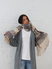 Olivia Scarf- Grey Stripe