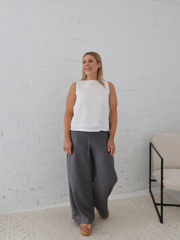 Andie Linen Pants - Grey