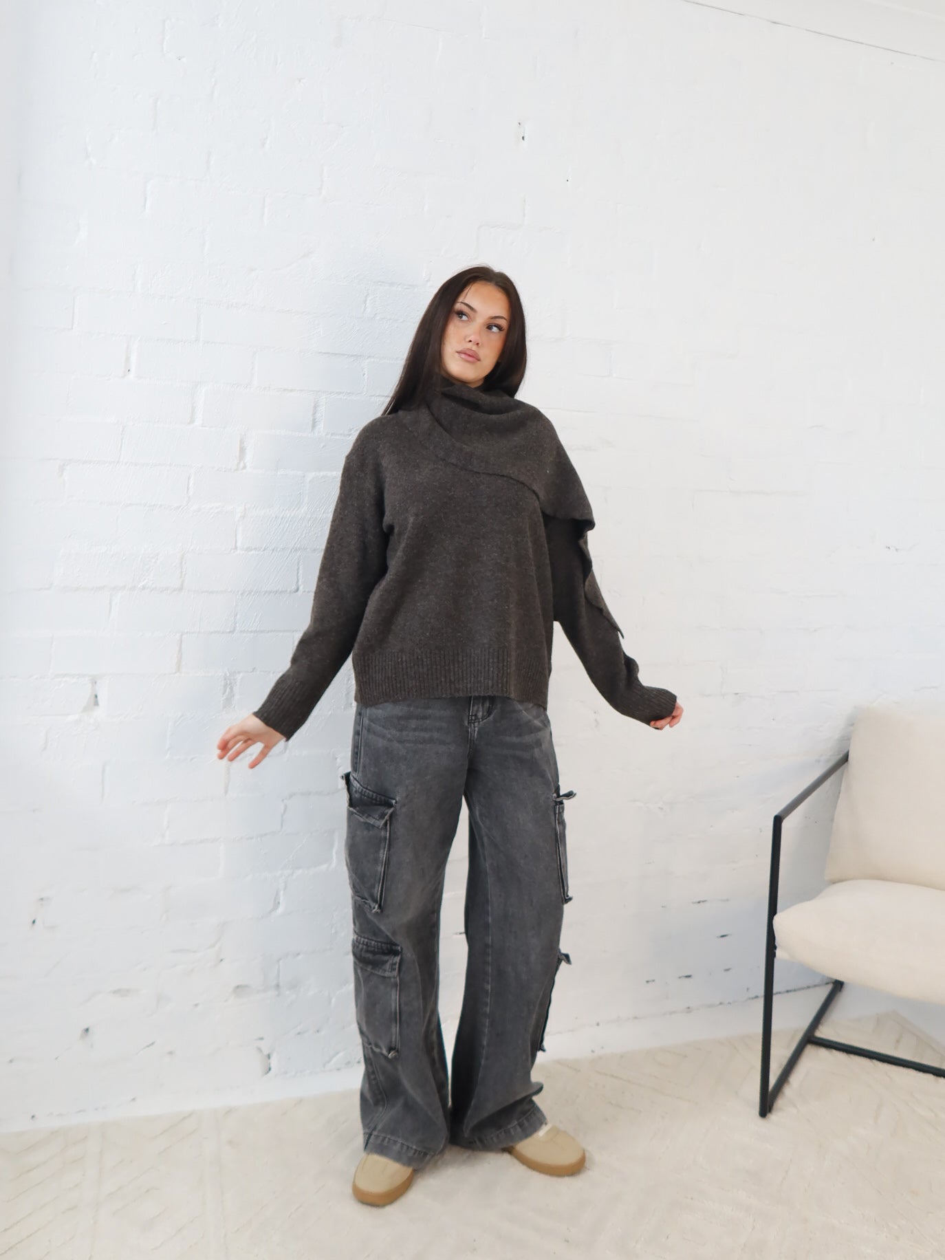 Calvin Scarf Knit- Chocolate