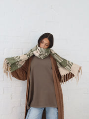 Olivia Scarf- Sage Stripe