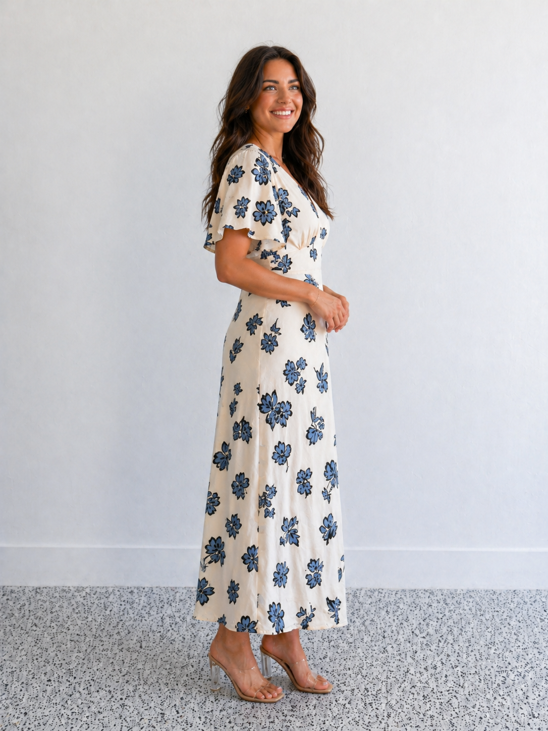 Lydia Dress- Vanilla/Blue