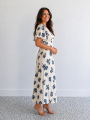 Lydia Dress- Vanilla/Blue