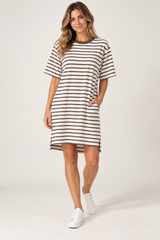 Beth Dress- Mocha Stripe