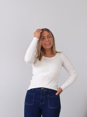 Selma Long Sleeve Knit Top - Vanilla