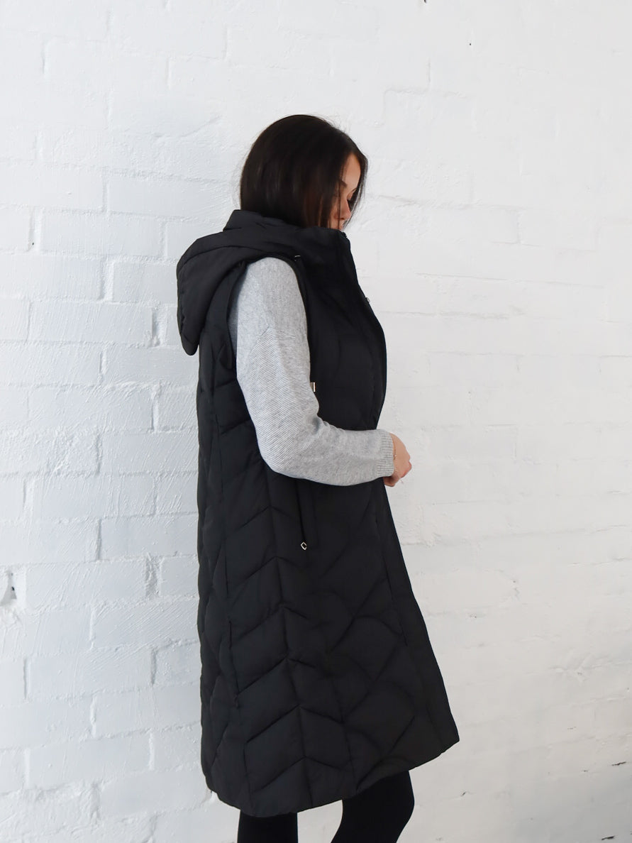 Miranda Longline Vest- Black