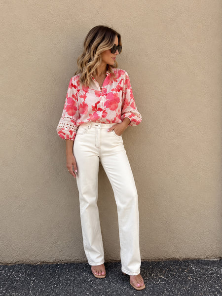 Eden Shirt- Pink/Coral Floral