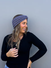 Olive Knitted Headband - Grey