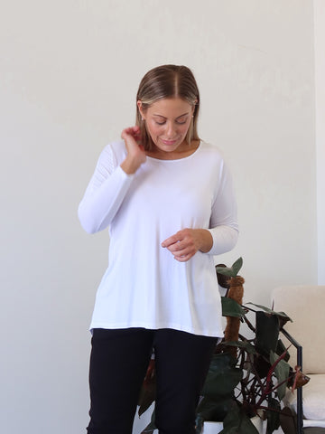 Milan 3/4 Sleeve Top - White