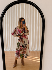 Bloom Dress- Beige Floral