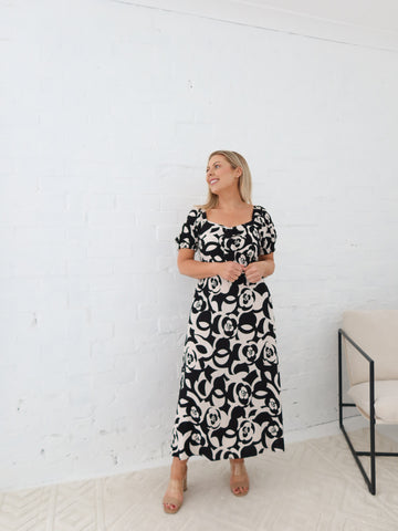 Estella Dress - Black/Beige