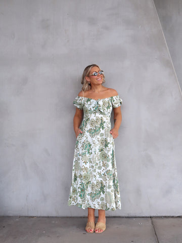 Estella Dress - Green Floral