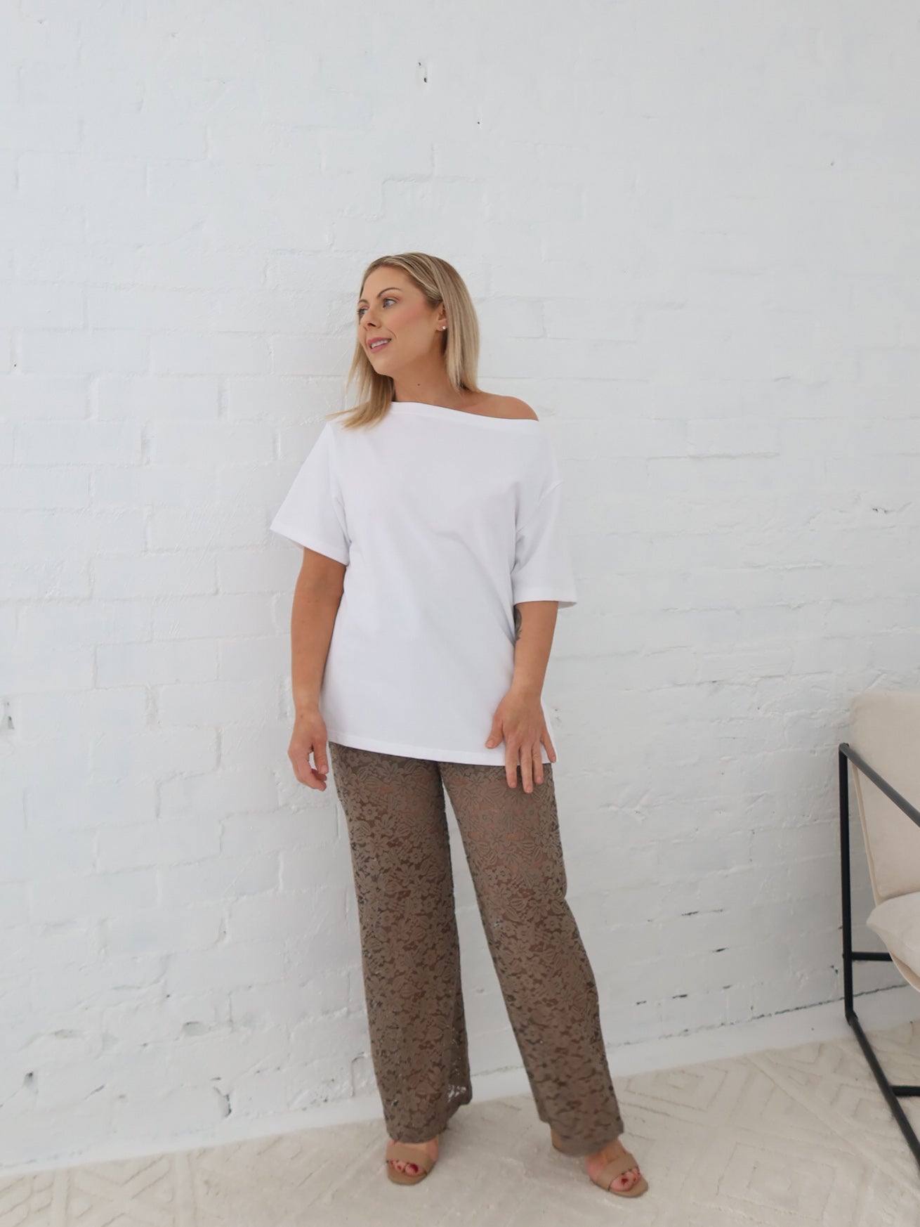 Myra Off Shoulder Tee- White