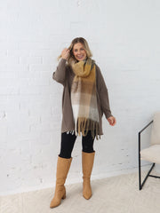 Neve Scarf - Tan/Mustard Check