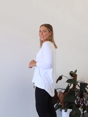 Milan 3/4 Sleeve Top - White