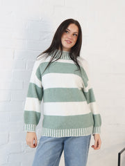 Jenna Knit - Sage/White