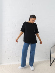 Myra Off Shoulder Tee- Black