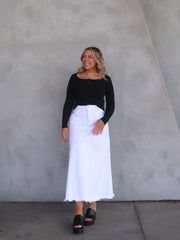 Asher Denim Skirt - White