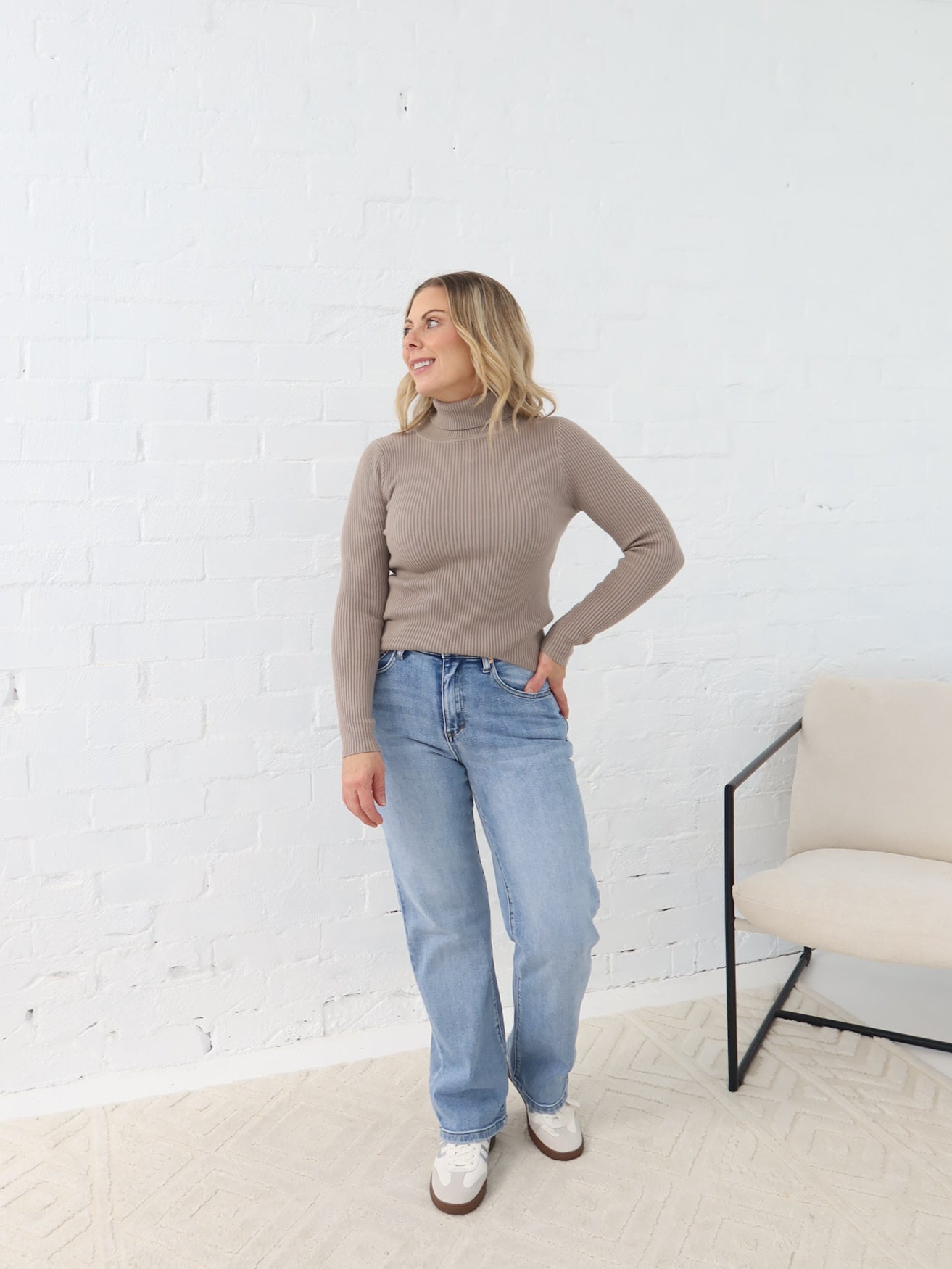 Angelique Turtleneck Knit- Mushroom