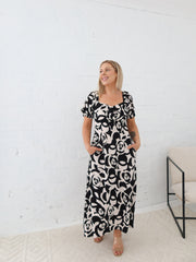 Estella Dress - Black/Beige