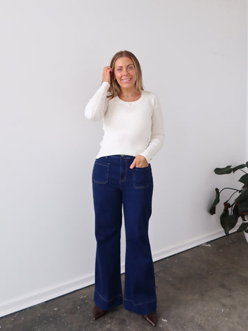 Selma Long Sleeve Knit Top - Vanilla