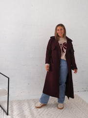 Farrah Trench Coat- Burgundy