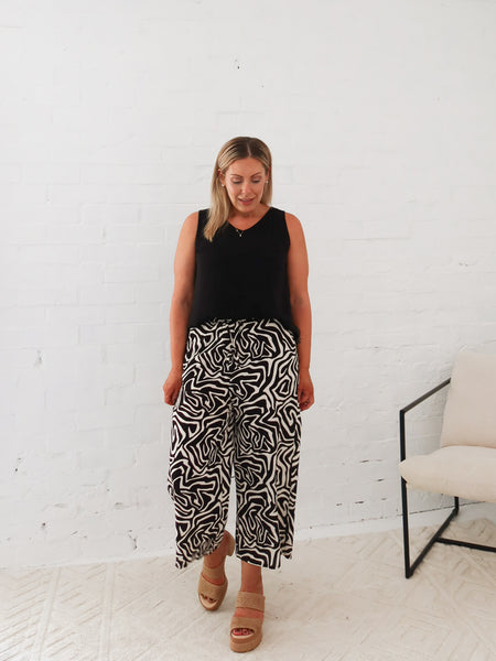 Liam Pants- Black/Beige