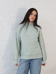 Shellie Knit -Sage Stripe