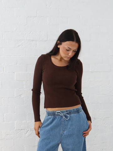 Selma Knit Top - Chocolate