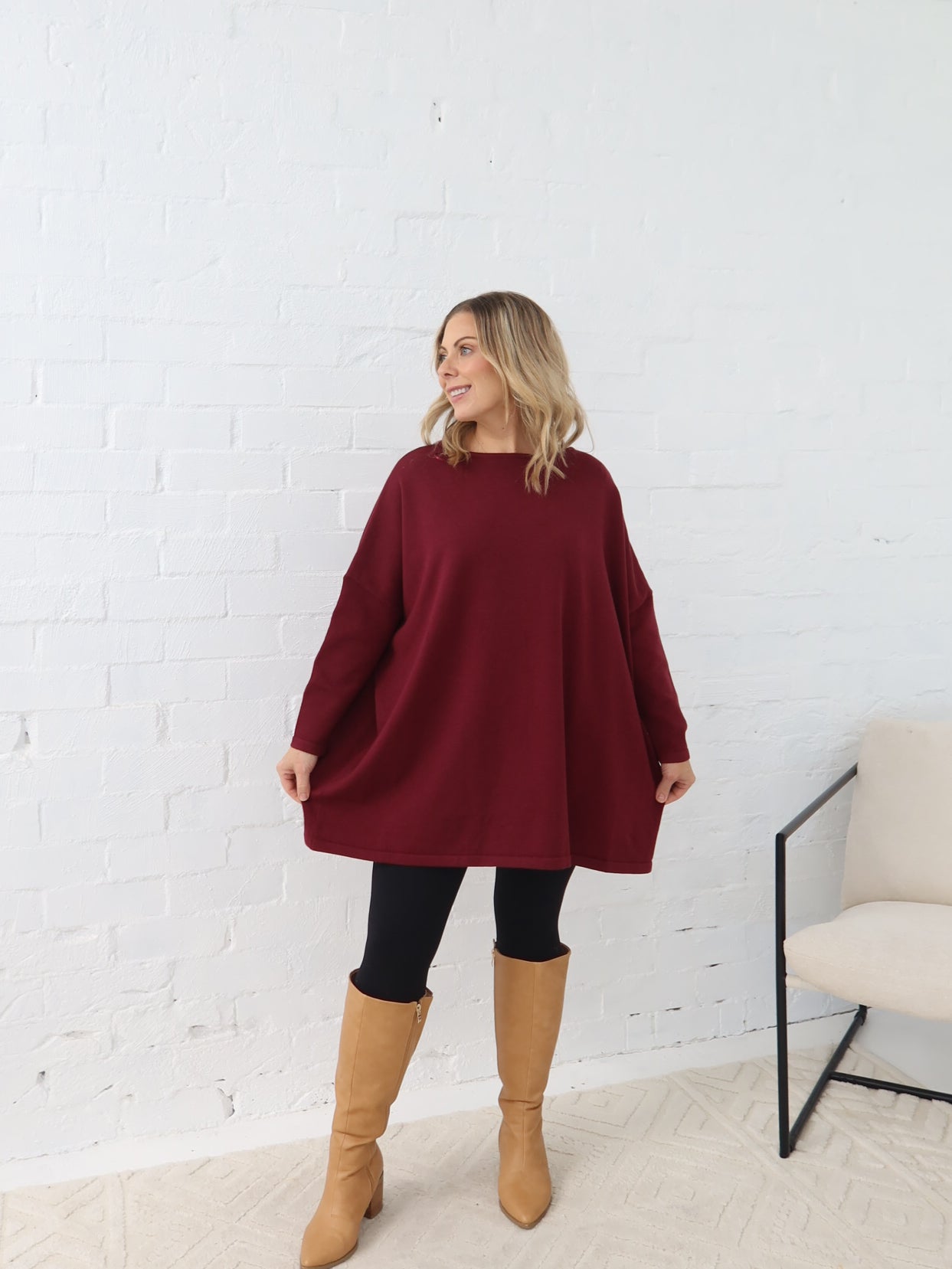 Avery Knit -Burgundy