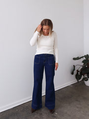 Selma Long Sleeve Knit Top - Vanilla