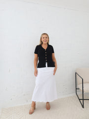 Asher Denim Skirt - White