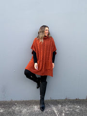 Julia Poncho Knit - Rust