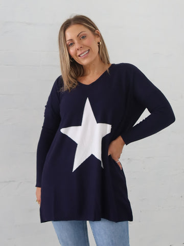 Maeve Star Knit - Navy