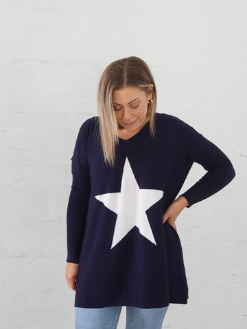 Maeve Star Knit - Navy