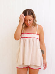 Lily Top - Natural/Red