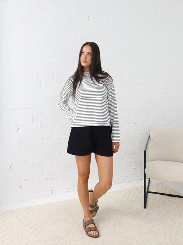 Taylah Long Sleeve Tee- Black and White